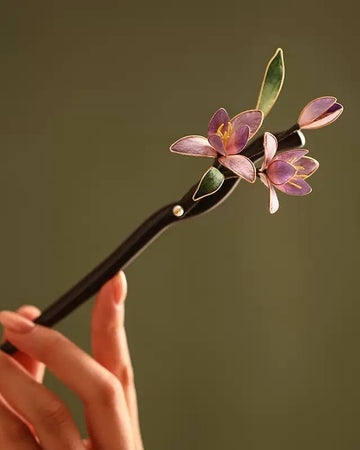 Floral Velvet & Sandalwood Hairpin | Heritage Companion II